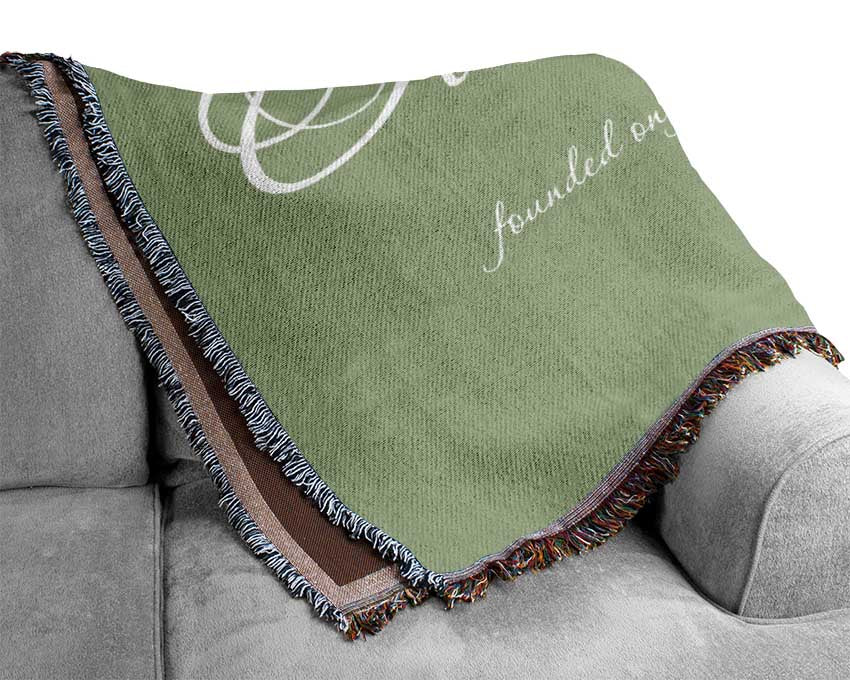 Family Quote Our Family Together Forever Lime Green Woven Blanket