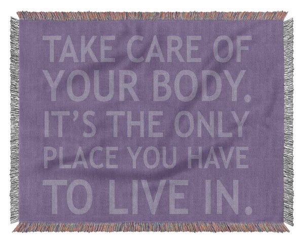 Take Care Of Your Body Lilac Woven Blanket