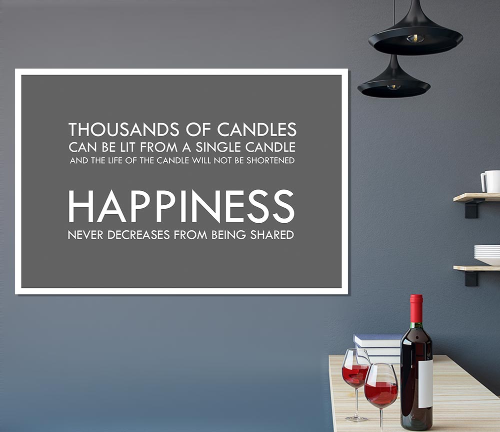 Happiness Never Decreases From Being Shared Grey Print Poster Wall Art