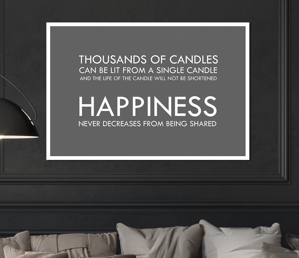 Happiness Never Decreases From Being Shared Grey Print Poster Wall Art