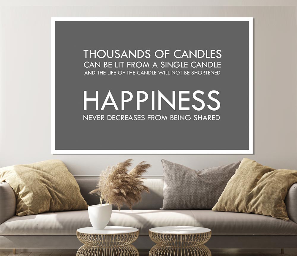 Happiness Never Decreases From Being Shared Grey Print Poster Wall Art