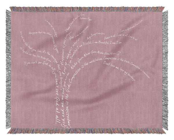 Love Quote The Love Tree Pink Woven Blanket