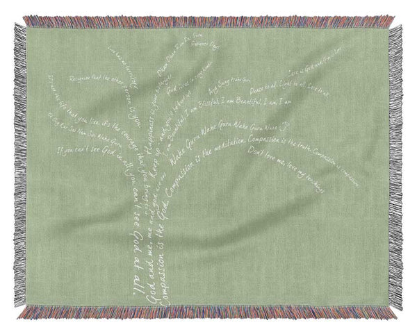 Love Quote The Love Tree Lime Green Woven Blanket