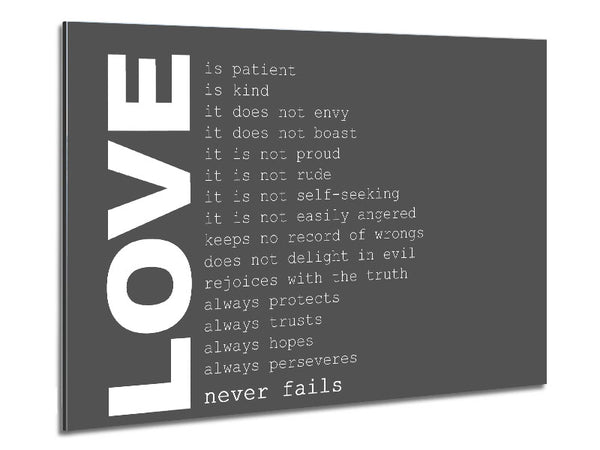 Love Quote Love Never Fails Grey