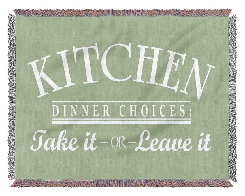 Kitchen Quote Dinner Choices Lime Green Woven Blanket