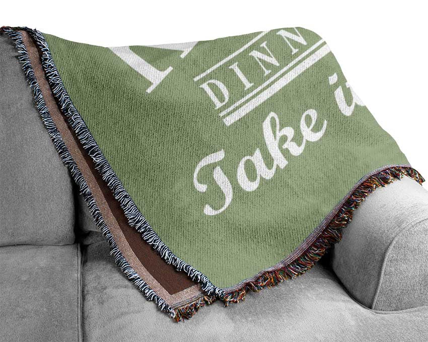 Kitchen Quote Dinner Choices Lime Green Woven Blanket