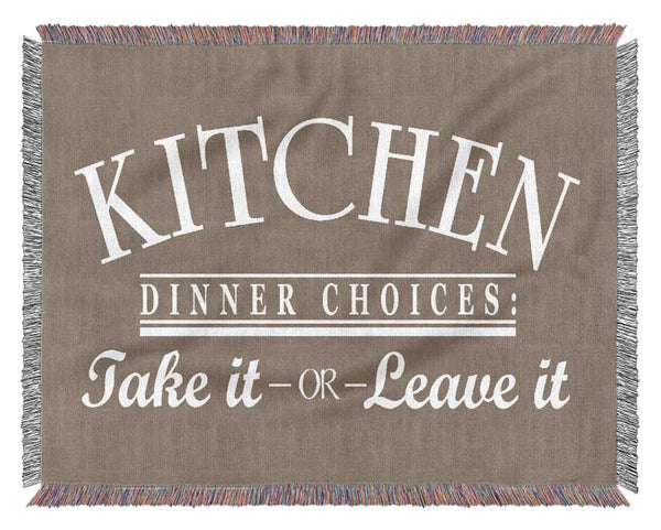 Kitchen Quote Dinner Choices Beige Woven Blanket