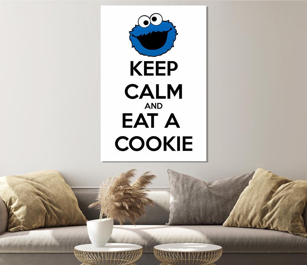 Kitchen Quote Keep Calm And Eat A Cookie Print Poster Wall Art