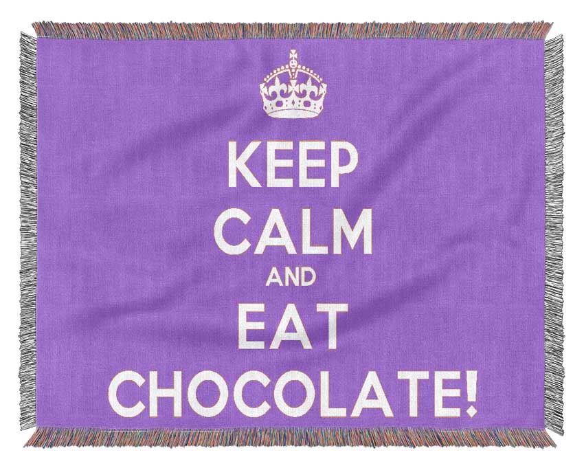 Kitchen Quote Keep Calm Eat Chocolate Woven Blanket