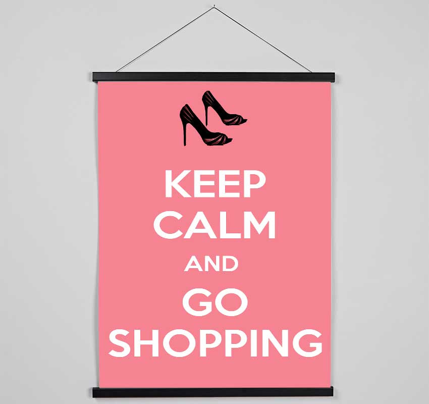 Girls Room Quote Keep Calm And Go Shopping Pink Hanging Poster - Wallart-Direct UK