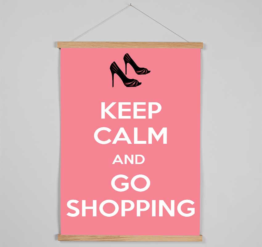 Girls Room Quote Keep Calm And Go Shopping Pink Hanging Poster - Wallart-Direct UK