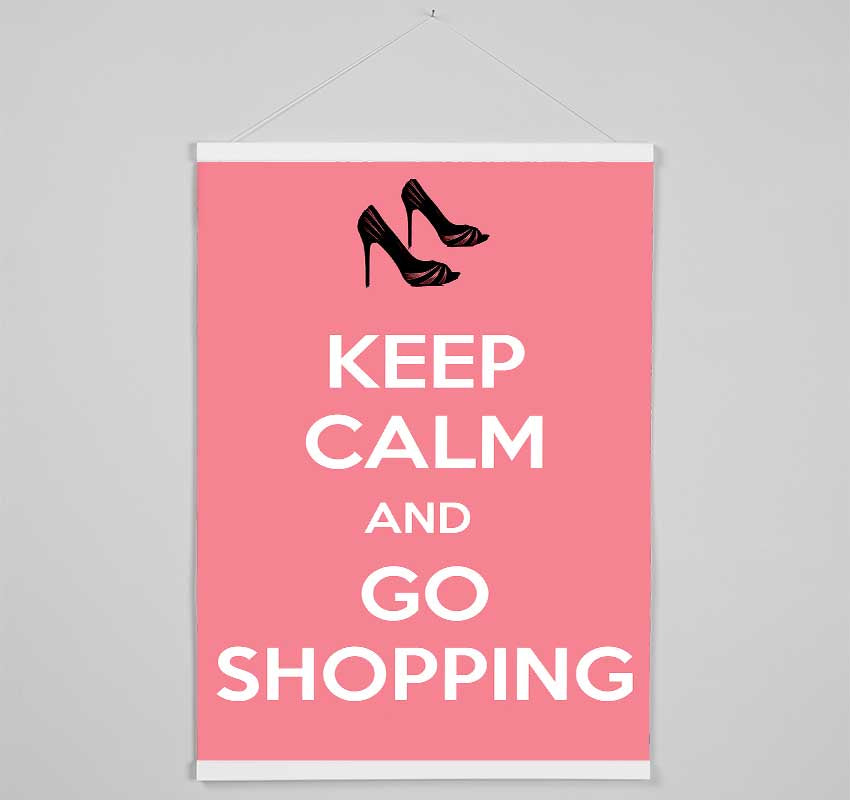 Girls Room Quote Keep Calm And Go Shopping Pink Hanging Poster - Wallart-Direct UK