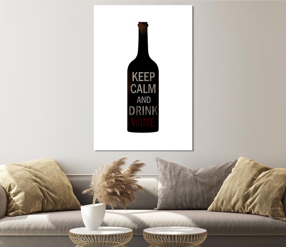 Kitchen Quote Keep Calm Drink Wine Print Poster Wall Art