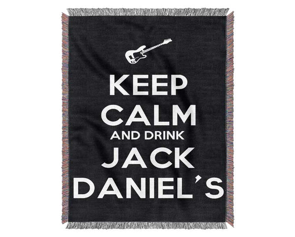 Kitchen Quote Keep Calm Jack Daniels Woven Blanket