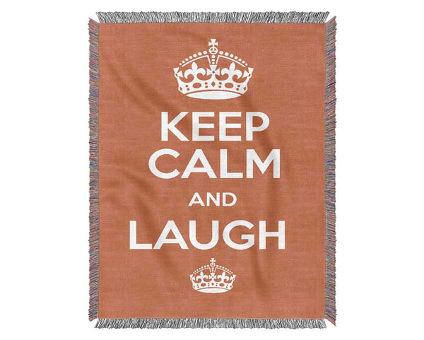 Keep Calm Laugh Orange Woven Blanket