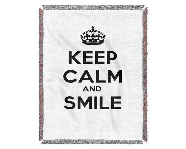 Keep Calm Smile Cream Woven Blanket