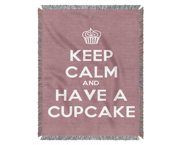 Kitchen Quote Keep Calm Cupcake Pink Woven Blanket