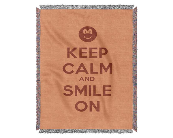 Keep Calm Smile On Yellow Woven Blanket