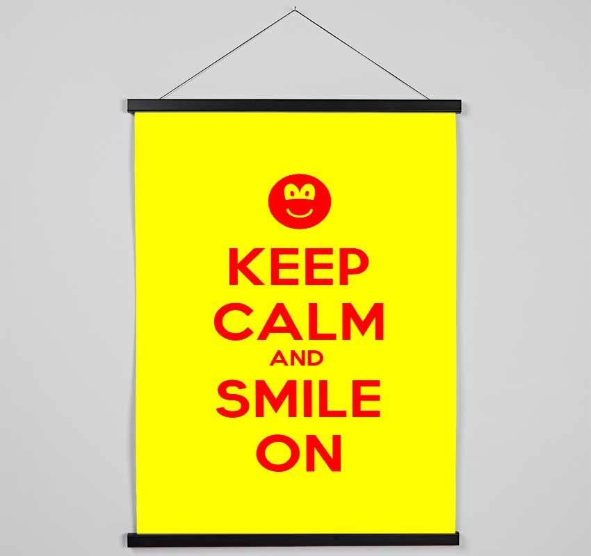 Keep Calm Smile On Yellow Hanging Poster - Wallart-Direct UK