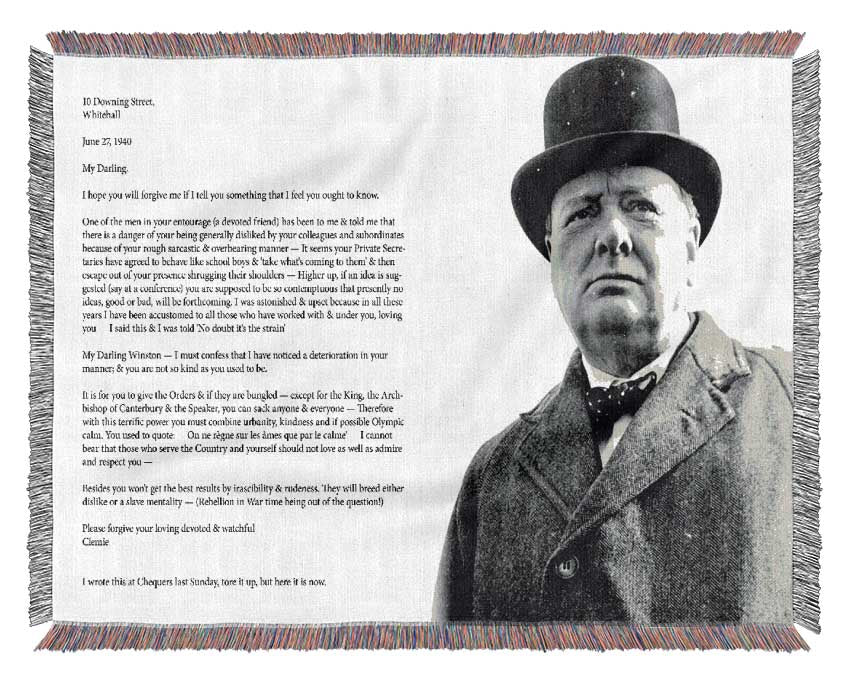 Motivational Quote Winston Churchill Woven Blanket