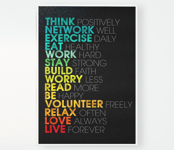 Think Positively Print Poster Wall Art