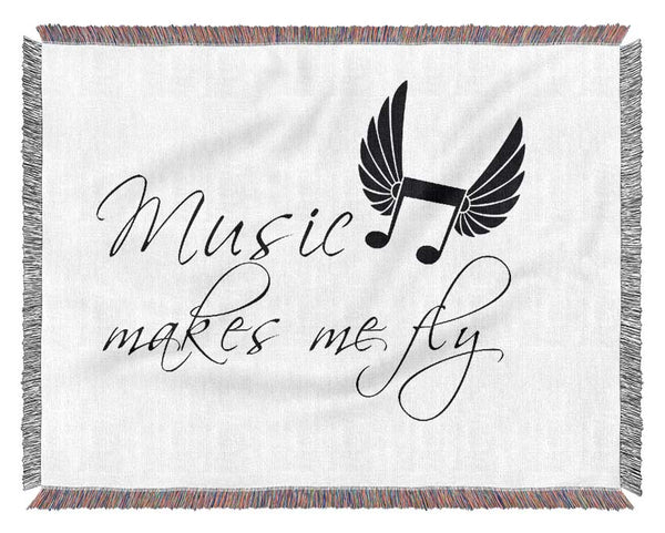 Boys room Quote Music Makes Me Fly White Woven Blanket