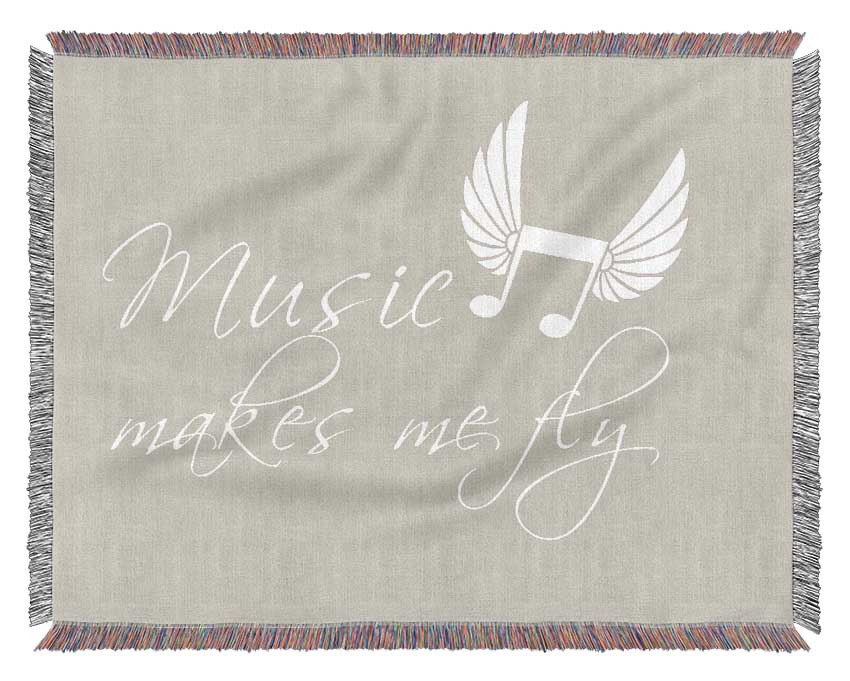 Music Makes Me Fly Pink Woven Blanket