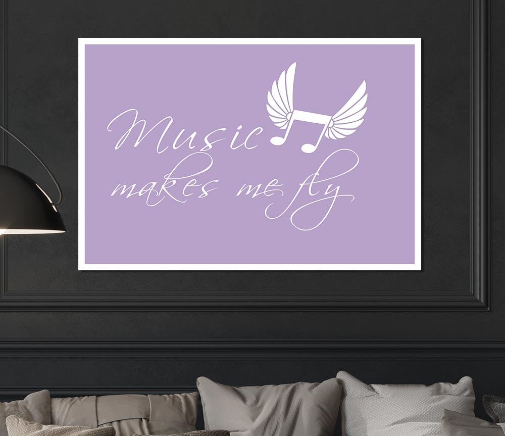 Boys Room Quote Music Makes Me Fly Lilac Print Poster Wall Art