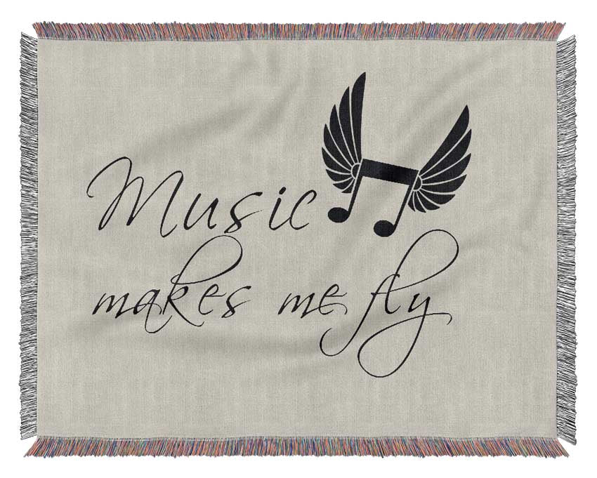 Boys room Quote Music Makes Me Fly Grey Woven Blanket