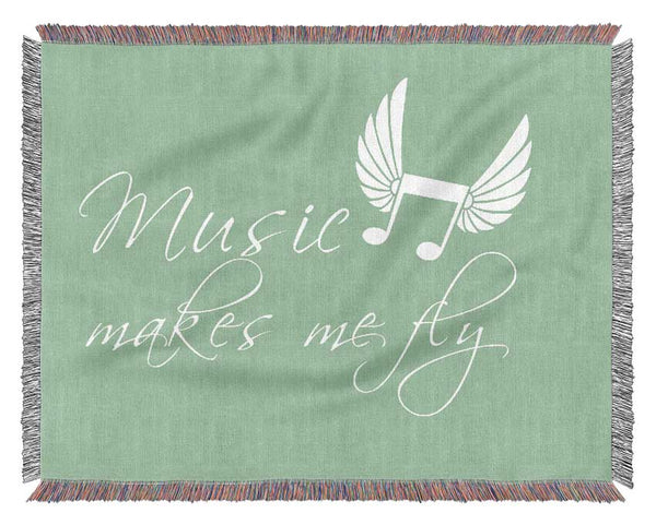 Boys room Quote Music Makes Me Fly Green Woven Blanket