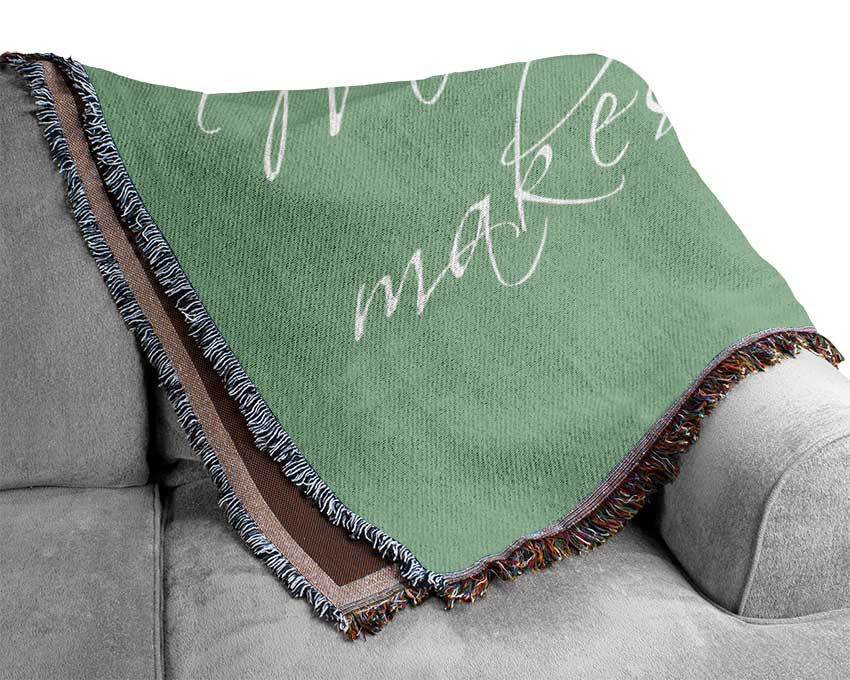 Boys room Quote Music Makes Me Fly Green Woven Blanket