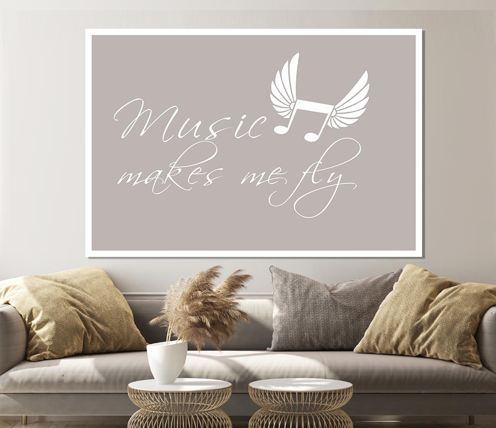 Boys Room Quote Music Makes Me Fly Beige Print Poster Wall Art