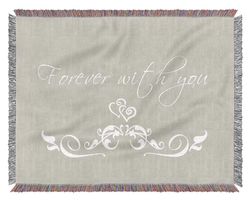 Love Quote Forever With You Pink Woven Blanket