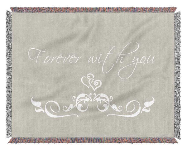 Love Quote Forever With You Pink Woven Blanket