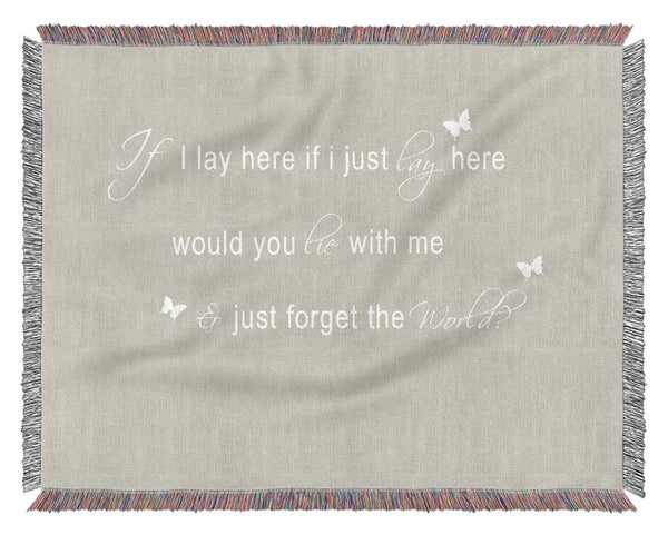 Music Quote If I Lay Here Snow Patrol 2 Pink Woven Blanket