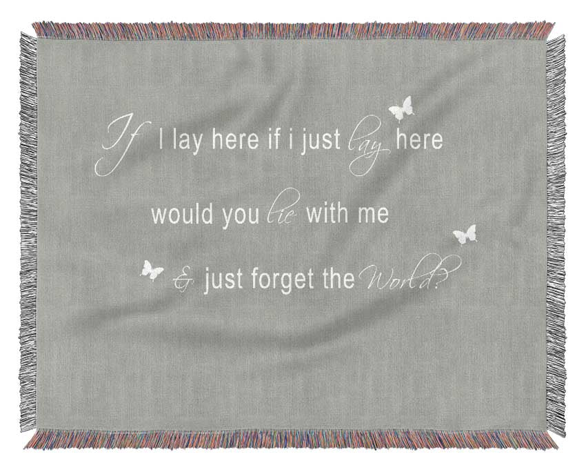 Music Quote If I Lay Here Snow Patrol 2 Grey White Woven Blanket