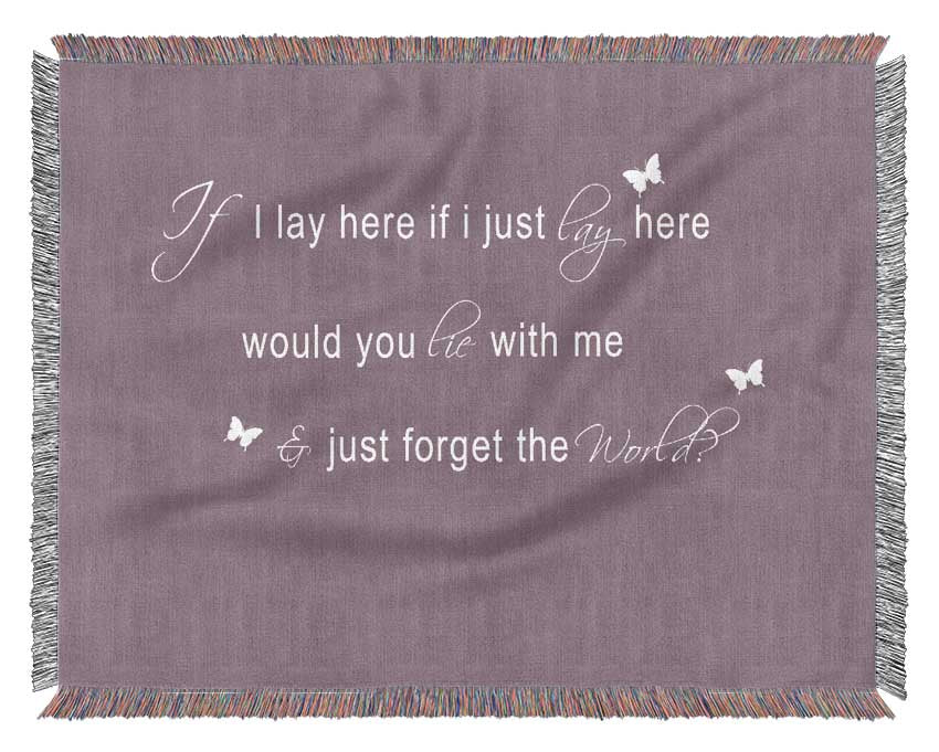 Music Quote If I Lay Here Snow Patrol 2 Dusty Pink Woven Blanket