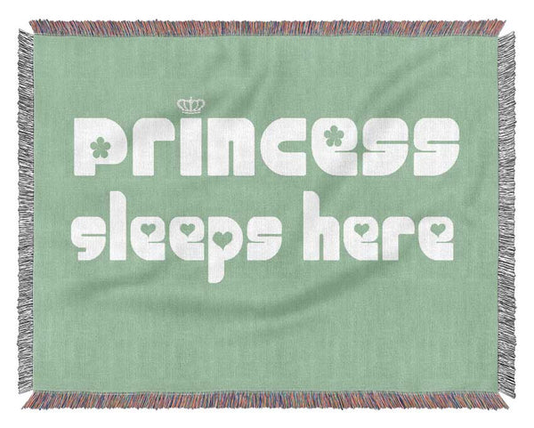 Nursery Quote Princess sleeps 2 Green Woven Blanket