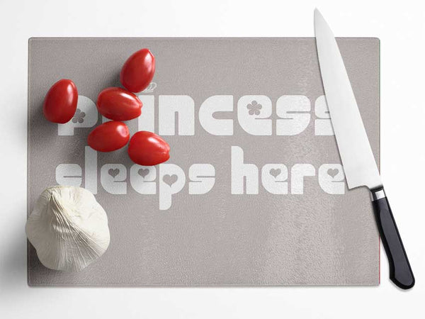 Princess sleeps 2 Beige Glass Chopping Board