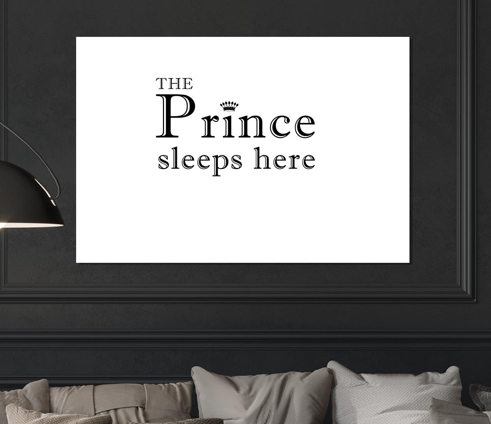 Boys Room Quote The Prince Sleeps Here White Print Poster Wall Art