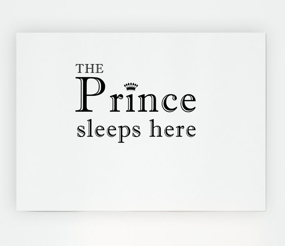 Boys Room Quote The Prince Sleeps Here White Print Poster Wall Art