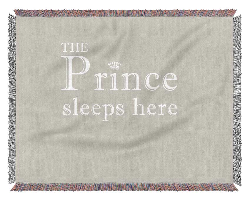 Nursery Quote The Prince Sleeps Here Pink Woven Blanket