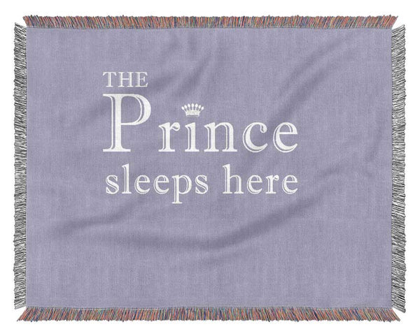 Nursery Quote The Prince Sleeps Here Lilac Woven Blanket