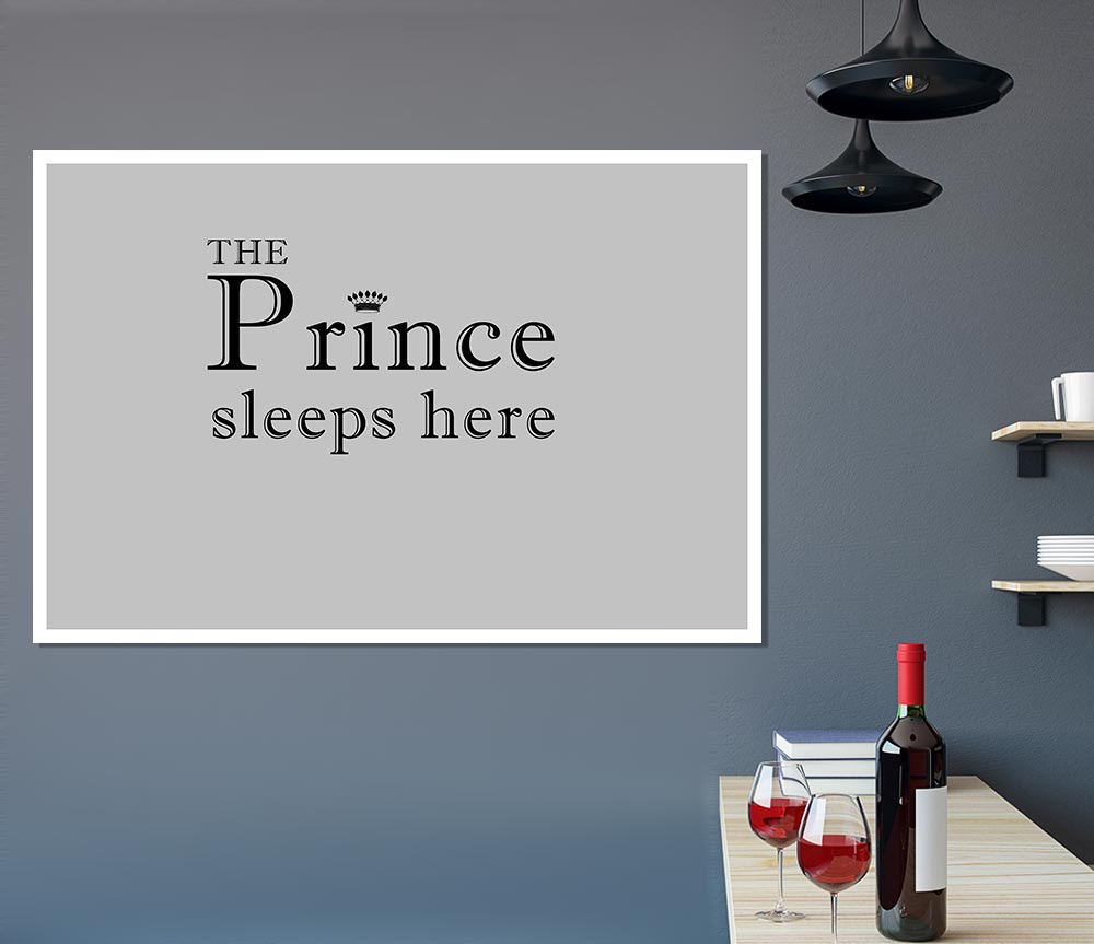 Boys Room Quote The Prince Sleeps Here Grey Print Poster Wall Art