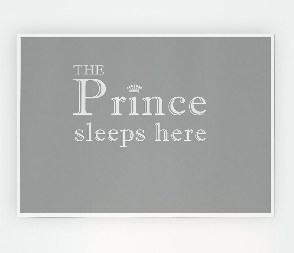 Boys Room Quote The Prince Sleeps Here Grey White Print Poster Wall Art