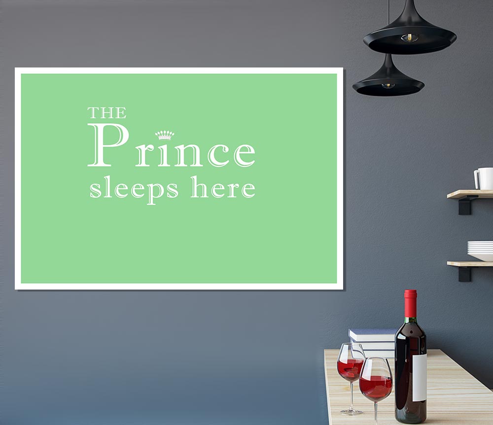 Boys Room Quote The Prince Sleeps Here Green Print Poster Wall Art