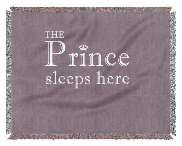 Boys room Quote The Prince Sleeps Here Dusty Pink Woven Blanket