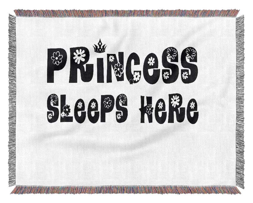 Princesss Sleeps Here White Woven Blanket