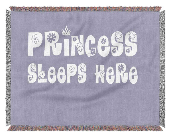 Nursery Quote Princesss Sleeps Here Lilac Woven Blanket