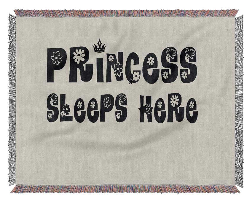 Princesss Sleeps Here Grey Woven Blanket